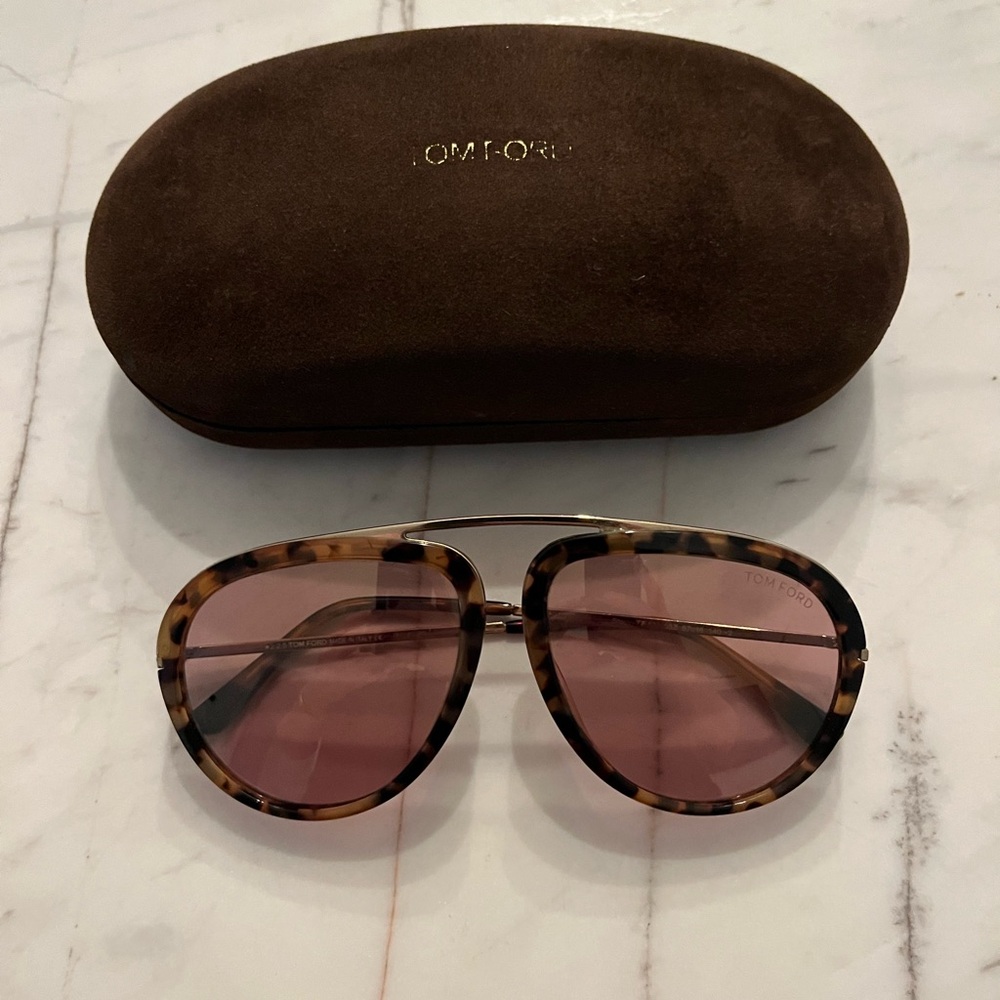 Tom Ford Brown Pink Sunglasses Aviator Style